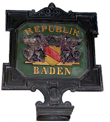 Grenzschild an der Grenze zur Republik Baden